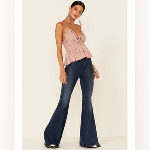 Free People Mauve Pink Adela Cami Lace Crochet Bralette Tank